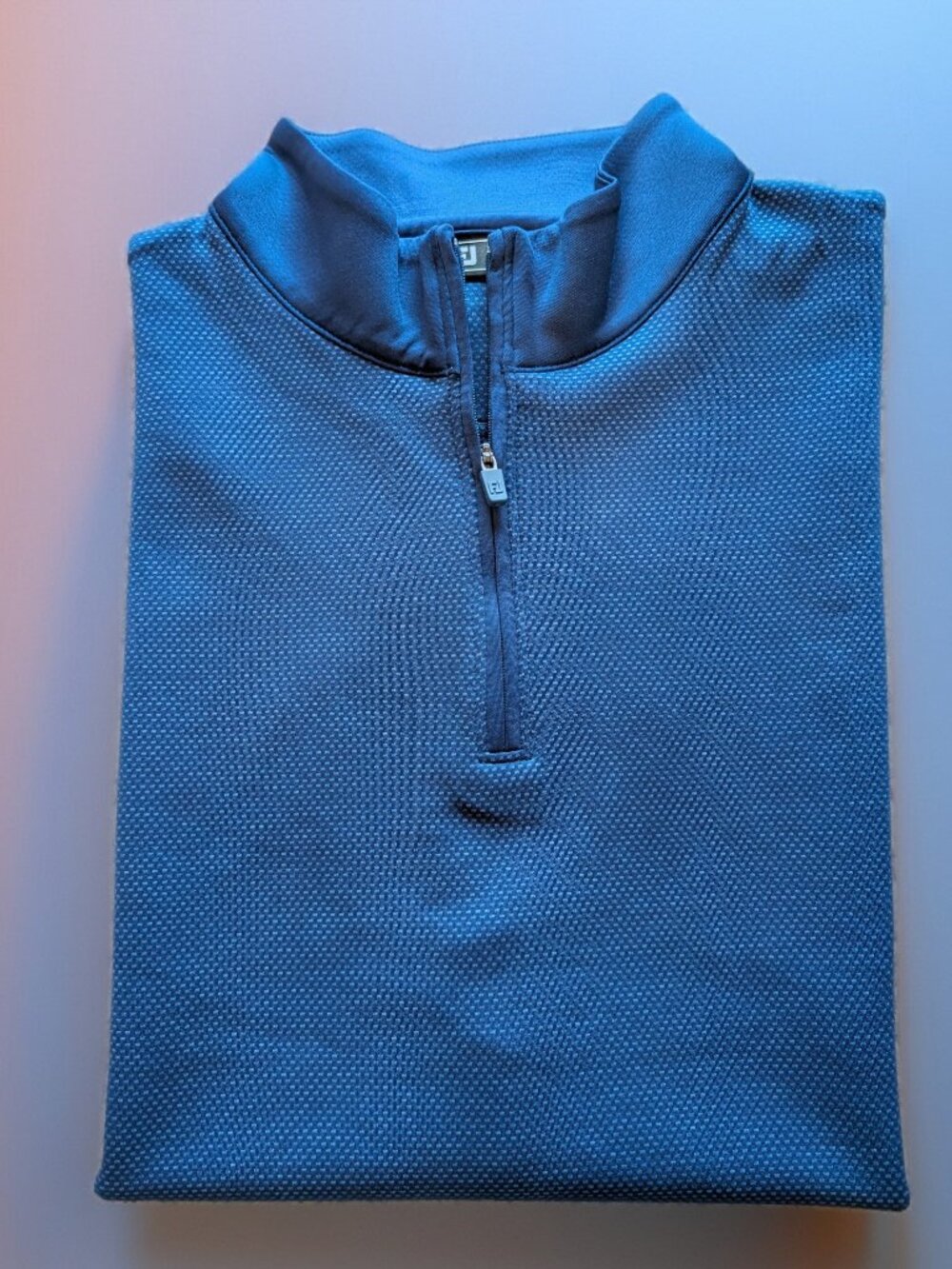 FootJoy Solid Navy Textured Sleeveless Golf Vest with Quarter Zip